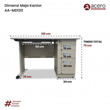 Meja Kantor Besi - MD 120