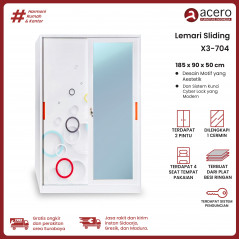 Lemari Besi Sliding 2 Pintu - X3 90cm