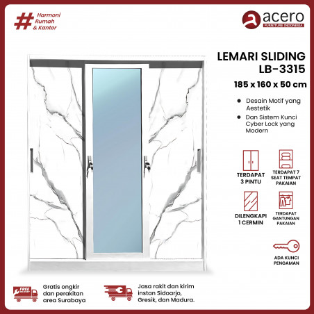 Lemari Besi Sliding 3 Pintu - LB-JUMBO