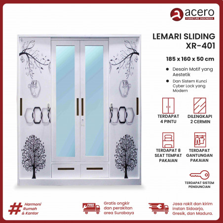 Lemari Besi Sliding 4 Pintu - XR Series Abu