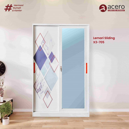 Lemari Besi Minimalis Modern - 2 Pintu Sliding - Acero Furniture