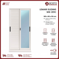 Lemari Besi Sliding 2 Pintu - WB Green 90cm