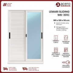 Lemari Besi Sliding 2 Pintu - WB Green 120cm