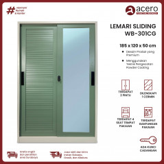 Lemari Besi Sliding 2 Pintu - WB Green 120cm