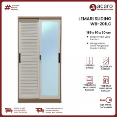 Lemari Besi Sliding 2 Pintu - WB Latte 90cm