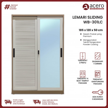 Lemari Besi Sliding 2 Pintu - WB Latte 120cm
