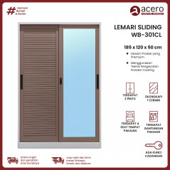 Lemari Besi Sliding 2 Pintu - WB Latte 120cm