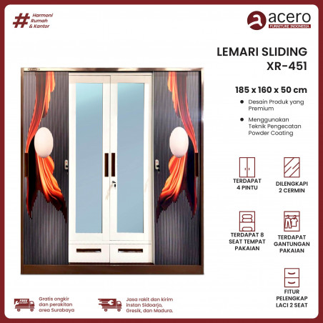 Lemari Besi Sliding 4 Pintu - XR Coklat Series