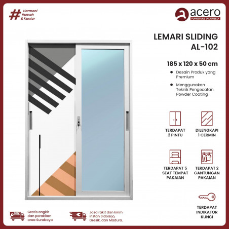 Lemari Besi Sliding 2 Pintu - ALSeries (120cm)