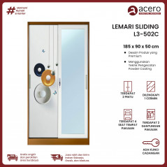 Lemari Besi Sliding 2 Pintu - L3 Coklat (90cm)
