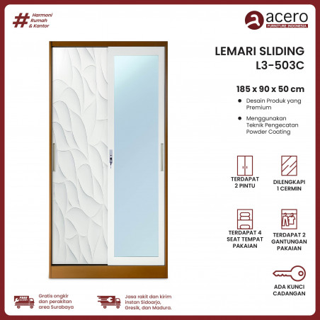 Lemari Besi Sliding 2 Pintu - L3 Coklat (90cm)